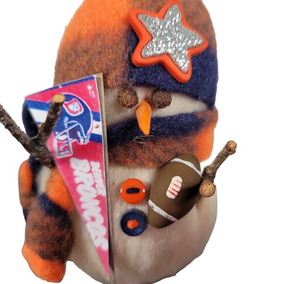 Snowoolies Denver Broncos Snowman Ornament 5" Felt Football Theme - Picture 3 of 9